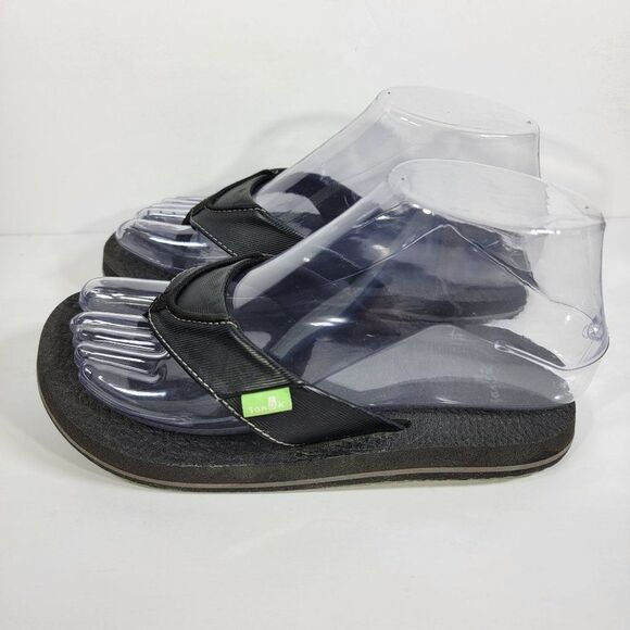 Sanuk Youth 2-3 Root Beer Cozy Flip Flop Sandals Black Casual Flats SBS2914 - Picture 1 of 8